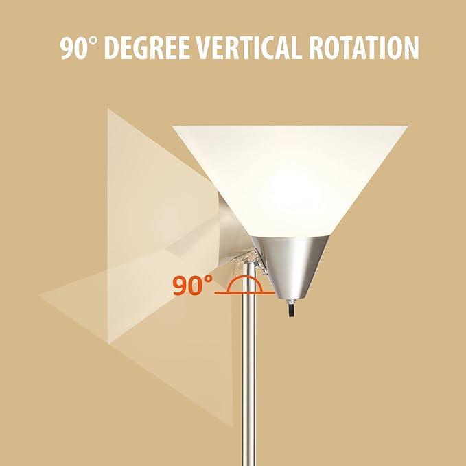 Floor Lamp Standing Lamp Adjustable Head Arcylic Shade Floor Lamps for Living Room/Office/Bedroom (satin nickel) - LeafyLoom