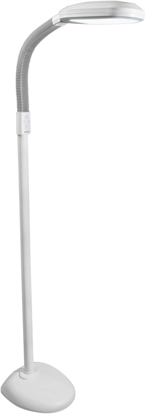 Verilux SmartLight Full Spectrum LED Modern Floor Lamp with Adjustable Brightness, Flexible Gooseneck and Easy Controls - Reduces Eye Strain and Fatigue - Ideal for Reading, Artists, Craft (White) - LeafyLoom