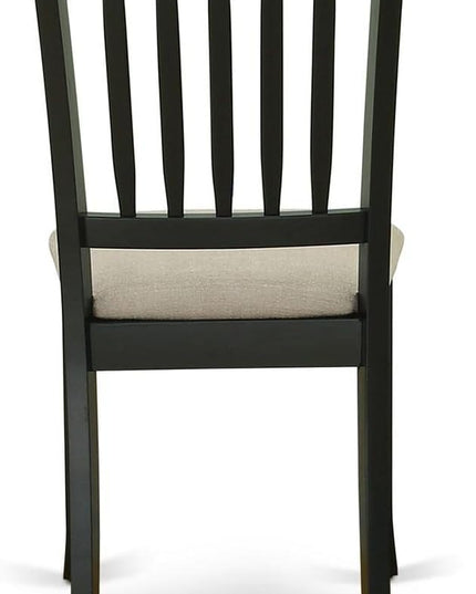 East West Furniture DAC-BLK-C Danbury Kitchen Dining Chairs - Linen Fabric Upholstered Wooden Chairs, Set of 2, Black - LeafyLoom