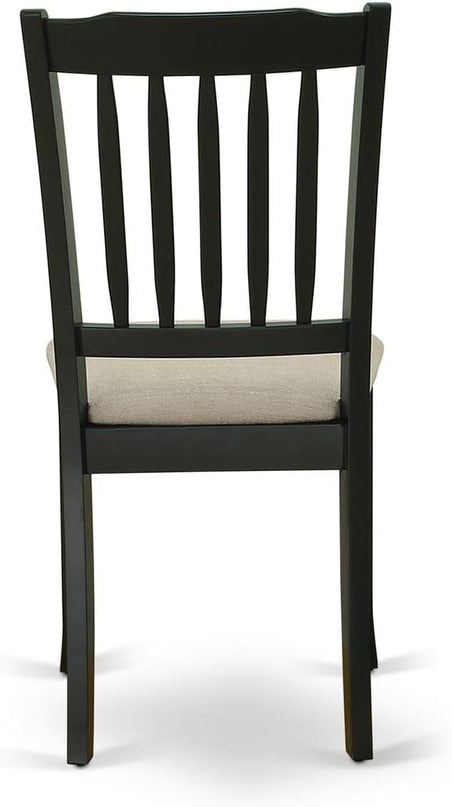 East West Furniture DAC-BLK-C Danbury Kitchen Dining Chairs - Linen Fabric Upholstered Wooden Chairs, Set of 2, Black - LeafyLoom