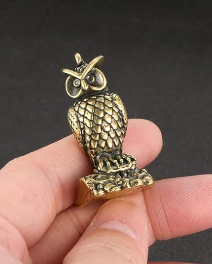 Vintage Solid Brass Owl Figurine - Adorable Desk Decor for Collectors - Perfect Home or Office Accent(Little Owl) - LeafyLoom