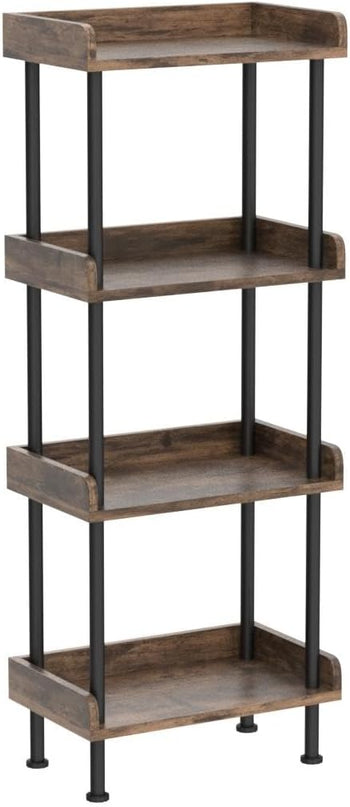 Bookcase 4 Tier Bookshelf, Vintage Small Bookshelf for Small Spaces, Wooden Book Shelf Small Bookcase for Living Room Bedroom - LeafyLoom