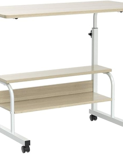 Adjustable Desk Standing Desk Small Desks for Small Spaces Portable Laptop Computer Desk Table for Bedrooms Couch Desk for Home Office Table Mobile Rolling Desk on Wheels 31.5" - LeafyLoom