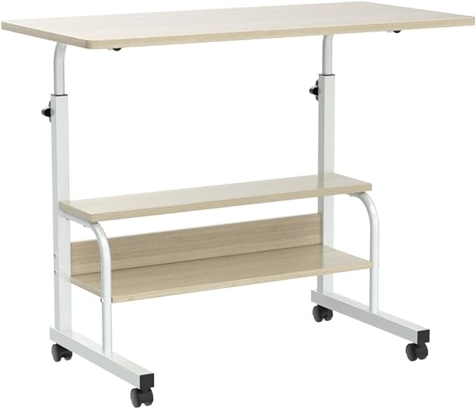 Adjustable Desk Standing Desk Small Desks for Small Spaces Portable Laptop Computer Desk Table for Bedrooms Couch Desk for Home Office Table Mobile Rolling Desk on Wheels 31.5" - LeafyLoom