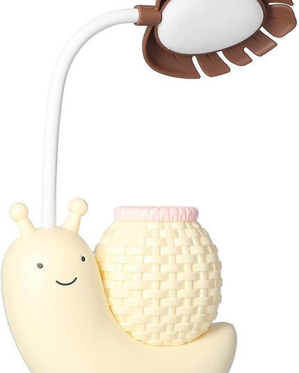 LED Desk Lamp with Pen Holder Cartoon Holder Multiple Function USB Charging Cute Desk Light for Students Kids(Yellow) - LeafyLoom