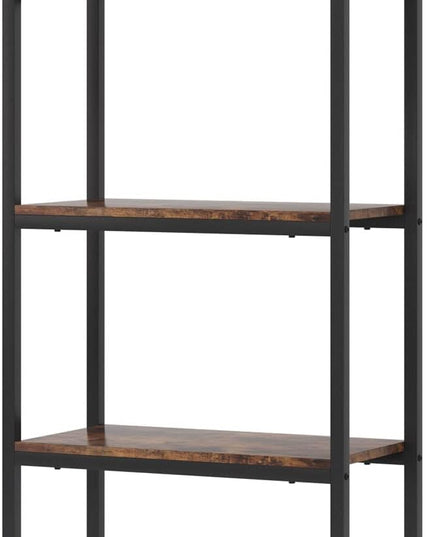 Tribesigns 4-Tier Open Bookshelf, 70.8" Industrial Arched Bookcase Storage Shelves with Metal Frame, Freestanding Display Rack Tall Shelving Unit for Office, Bedroom (Rustic Brown, 1PC) - LeafyLoom