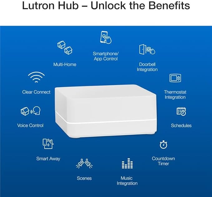 Lutron Caseta Original Smart Dimmer Switch Kit, 2 Dimmer Switches, 2 Wall Plates, 2 Remotes, 2 Pedestals, and Smart Hub, Works with Alexa, Apple Home, Google Home, 3Way, 150W, No Neutral, P-BDG-PKG2W Lutron