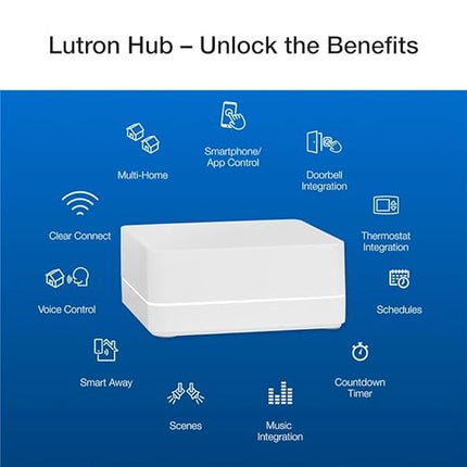 Lutron Caseta Original Smart Dimmer Switch Kit w/ Hub, with Pico Remote, Wallmount Bracket, & Smart Hub, Works with Alexa, Apple Home, Google Home, 3 Way, 150W, No Neutral Req, P-BDG-PKG1W-A Lutron
