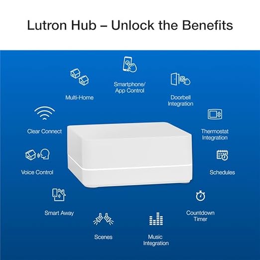 Lutron Caseta Original Smart Dimmer Switch Kit w/ Hub, with Pico Remote, Wallmount Bracket, & Smart Hub, Works with Alexa, Apple Home, Google Home, 3 Way, 150W, No Neutral Req, P-BDG-PKG1W-A Lutron