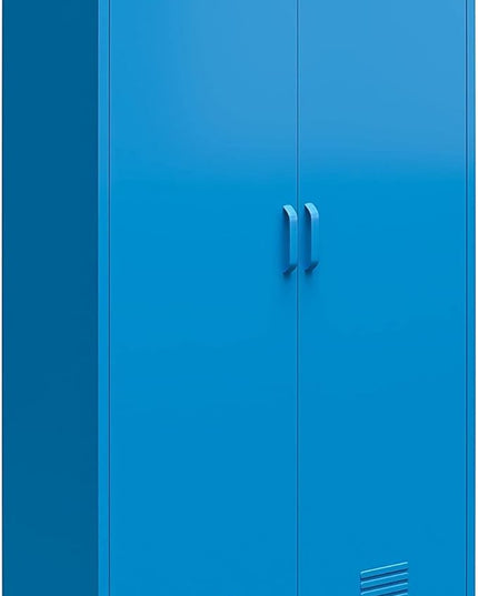 Novogratz Cache Tall 2 Door Metal Locker Cabinet, Blue - LeafyLoom