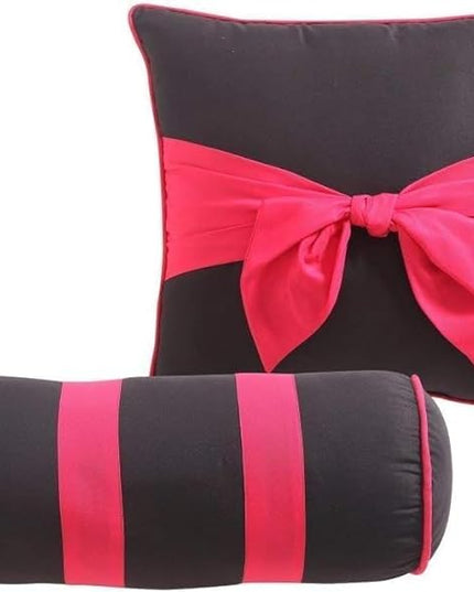 VCNY Home - Full Bed in a Bag, 10-Piece Bedding Set with Matching Sheets & Bedskirt, Ideal for All Seasons, Cozy Chic Home Decor (Sophie Black/Pink, Full) - LeafyLoom