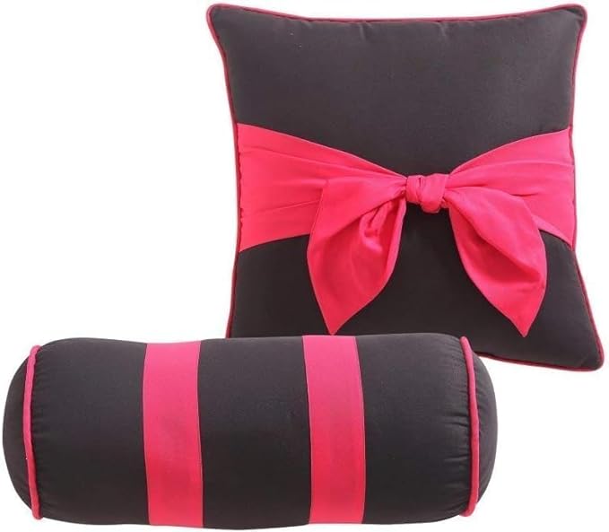VCNY Home - Full Bed in a Bag, 10-Piece Bedding Set with Matching Sheets & Bedskirt, Ideal for All Seasons, Cozy Chic Home Decor (Sophie Black/Pink, Full) - LeafyLoom