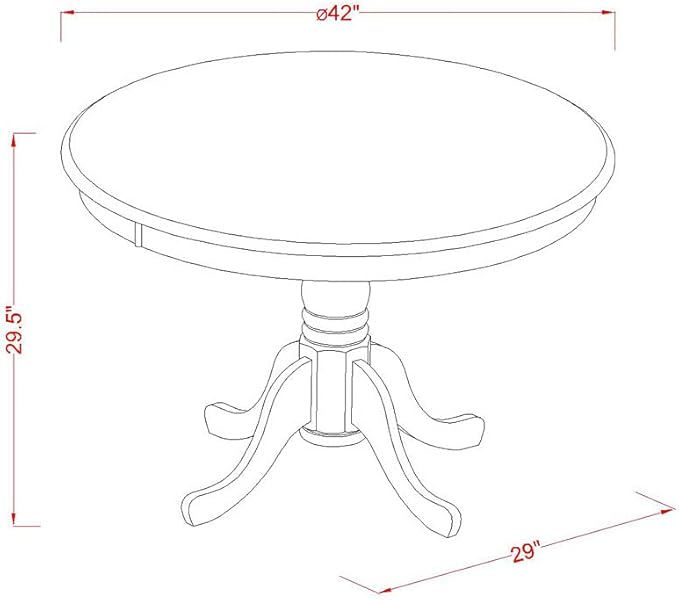 East West Furniture HLKE5-BCH-LC 5 Piece Kitchen Table & Chairs Set Includes a Round Dining Room Table with Pedestal and 4 Faux Leather Upholstered Dining Chairs, 42x42 Inch, Black & Cherry - LeafyLoom