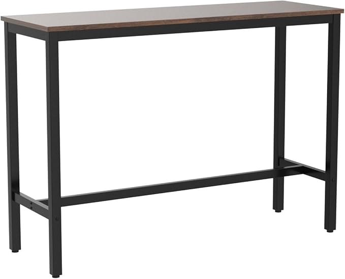 Kitchen Table, Heavy Duty Metal Frame, Industrial Style, for Living, Dining Room, Rustic Brown. - LeafyLoom