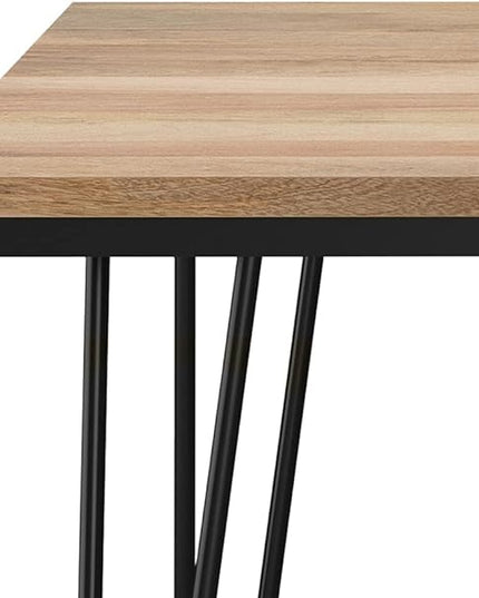 SIMPLIHOME Hunter SOLID MANGO WOOD and Metal 42 Inch Wide Square Industrial Dining Table in Natural, For the Dining Room - LeafyLoom