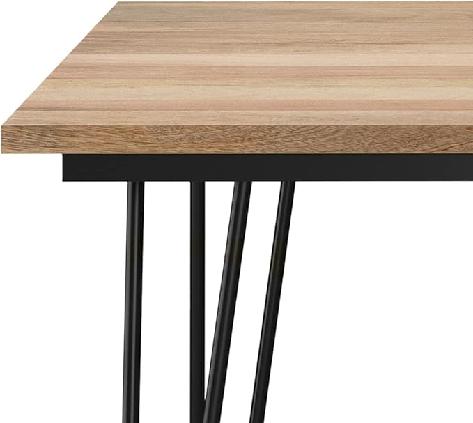 SIMPLIHOME Hunter SOLID MANGO WOOD and Metal 42 Inch Wide Square Industrial Dining Table in Natural, For the Dining Room - LeafyLoom