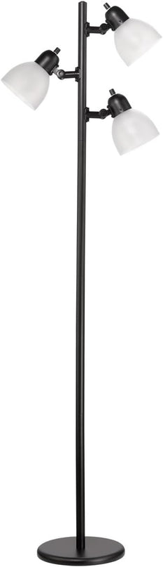 Globe Electric 12719 Life 63" 3-Light Floor Lamp, Matte Plastic, LED Bulbs Included, Black with Frosted Shade - LeafyLoom