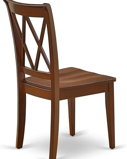East West Furniture CLC-MAH-W Clarksville Dining Chairs - Double Cross Back Solid Wood Seat Chairs, Set of 2, Mahogany - LeafyLoom