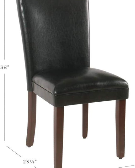 HomePop Classic Parsons Dining Chairs, Black Faux Leather (Set of 2) - LeafyLoom