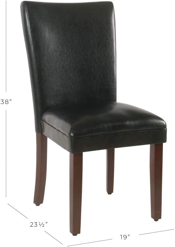 HomePop Classic Parsons Dining Chairs, Black Faux Leather (Set of 2) - LeafyLoom