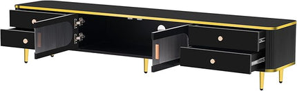 NicBex TV Stand for 65+ Inch TV Modern TV Media Console Table with Metal Legs and 4 Storage Drawers,Entertainment Center with Storage for Living Room,Bedroom,71 Inch,Black - LeafyLoom