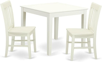 East West Furniture OXNO3-LWH-W 3 Piece Room Furniture Set Contains a Square Kitchen Table and 2 Dining Chairs, 36x36 Inch - LeafyLoom