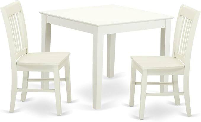 East West Furniture OXNO3-LWH-W 3 Piece Room Furniture Set Contains a Square Kitchen Table and 2 Dining Chairs, 36x36 Inch - LeafyLoom