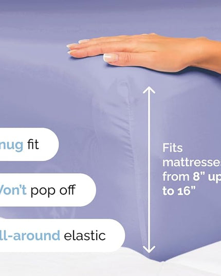 Split King Size 5 Piece Sheet Set - Comfy Breathable & Cooling Sheets - Hotel Luxury Bed Sheets for Women & Men - Deep Pockets, Easy-Fit, Soft & Wrinkle Free Sheets - Lavender Oeko-Tex Bed Sheet Set - LeafyLoom