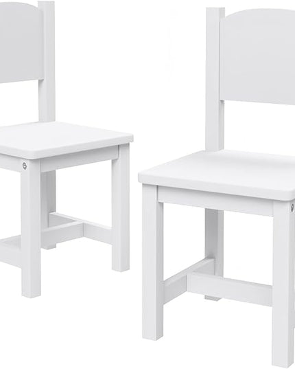 Timy Toddler Wooden Chair Pair, Kids Furniture for Eating, Reading, Playing 2 Pack (White) - LeafyLoom