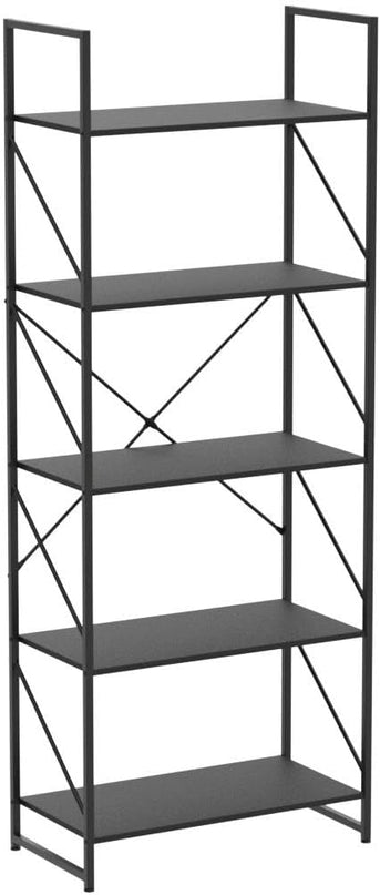 YITAHOME 5-Tier Bookshelf, Freestanding Black Book Shelf, Modern Minimalist Open Display Storage Book Shelves Standing Shelving Unit for Living Room Bedroom Home Office, Black - LeafyLoom