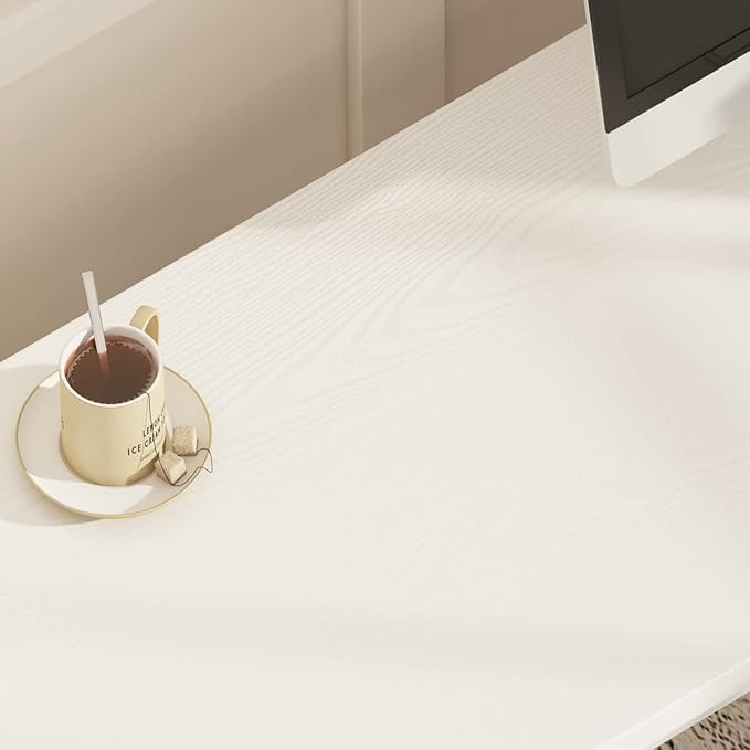 FATORRI L Shaped Computer Desk, Reversible Modern Corner Desk for Home Office, Rustic Wood and Metal Desk with Storage, White Oak (59 Inch) - LeafyLoom