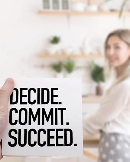 Decide Commit Succeed Wooden Sign Desk Decor,Motivational Fitness Gym Workout Quote Wood Block Sign Desk Decorations for Home Gym Office Desk Shelf Table Decor - LeafyLoom
