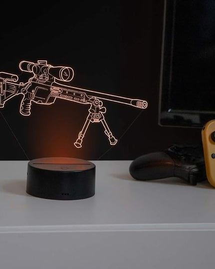 Optical Illusion 3D Gun Sniper Rifle Night Light USB Powered Touch Switch Remote Control LED Decor 3D Lamp 7/16 Colors Changing Xmas Children Kids Toy Christmas Brithday Gift - LeafyLoom