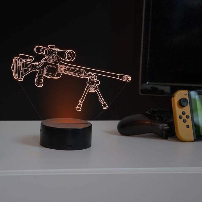 Optical Illusion 3D Gun Sniper Rifle Night Light USB Powered Touch Switch Remote Control LED Decor 3D Lamp 7/16 Colors Changing Xmas Children Kids Toy Christmas Brithday Gift - LeafyLoom