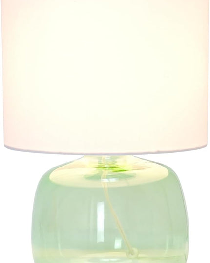 Simple Designs LT2064-GRW Glass Table Lamp with Fabric Shade, Green with White Shade - LeafyLoom