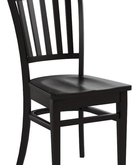 East West Furniture GRC-BLK-W Groton Dining Chairs - Slat Back Wood Seat Kitchen Chairs, Set of 2, Black - LeafyLoom