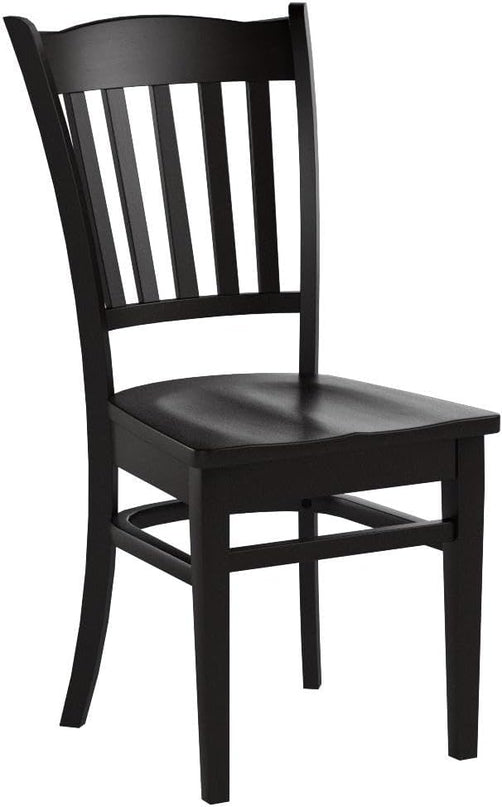 East West Furniture GRC-BLK-W Groton Dining Chairs - Slat Back Wood Seat Kitchen Chairs, Set of 2, Black - LeafyLoom