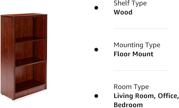 Sunon 3 Shelf Wood Bookcase Freestanding Display Shelf Adjustable Layers Bookshelf for Home Office Library Small Narrow Space (Cherry, 3-Layers) - LeafyLoom