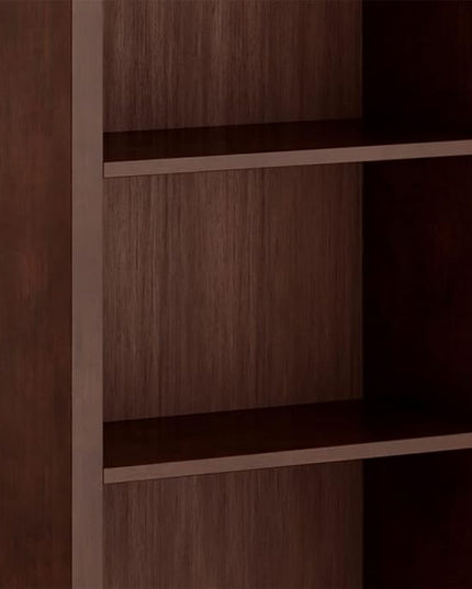 SIMPLIHOME Artisan SOLID WOOD 26 Inch Contemporary 5 Shelf Bookcase in Russet Brown, For the Living Room, Study Room and Office - LeafyLoom