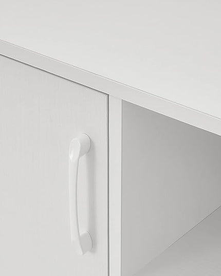 Panana TV Stand, Entertainment Center with 2 Doors and 2 Cubby Storages Cabinets for up to 65 inch for Living Room Bedroom (White, 53.5 inch) - LeafyLoom