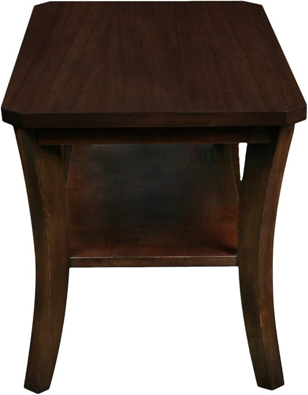 Leick Home 10303 Boa Condo/Apartment Coffee Table with Shelf, Chocolate Oak - LeafyLoom