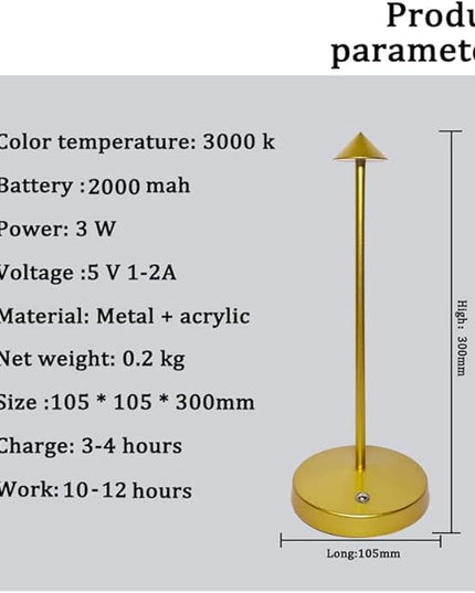 2 PACK Cordless Lamps,Battery Rechargeable Table Lamp,Portable Lamps,2 Level Brightness Dimmable Night Light,Minimalist Design,Cordless Table Lamps for Living Room/Restaurant/Couple Dinner(Gold) - LeafyLoom