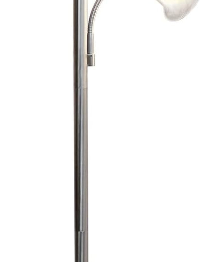 Elegant Designs LF2003-BSN 2 Light Mother Daughter White Marble Glass Floor Lamp, Brushed Nickel - LeafyLoom