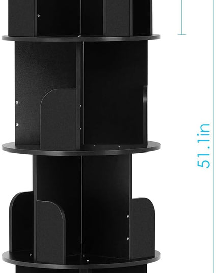 4 Tier Rotating Bookshelf kids, Small Corner Bookshelf for Small Space, 360 Display Floor Standing Bookcase Storage Rack, Wood Narrow Book Shelf Organizer for Home Office,Bedroom, Living Room - LeafyLoom