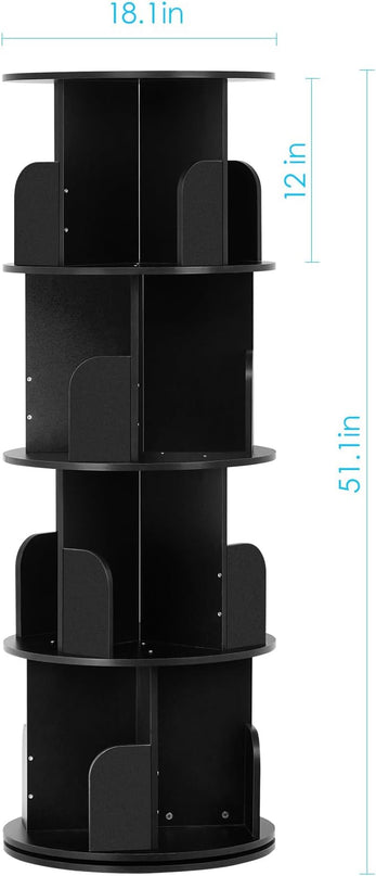 4 Tier Rotating Bookshelf kids, Small Corner Bookshelf for Small Space, 360 Display Floor Standing Bookcase Storage Rack, Wood Narrow Book Shelf Organizer for Home Office,Bedroom, Living Room - LeafyLoom