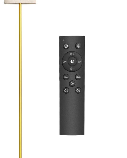 Floor Lamp for Living Room, Modern Standing lamp with Remote Control, Stepless Dimmable 12W Bulb & Beige Lampshade Included, Gold Pole Tall Floor Lamp for Bedroom Office - LeafyLoom