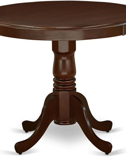 East West Furniture ANDU3-MAH-LC Antique 3 Piece Room Furniture Set Contains a Round Dining Table with Pedestal and 2 Faux Leather Upholstered Chairs, 36x36 Inch, Mahogany - LeafyLoom