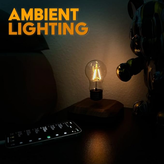 LEVINA Floating Light Bulb Lamp - Magnetic Levitating Wireless Light Bulb Lamp, Night Light, Room Decor, Cool Lamps, Unique Decor Tech Toys - LeafyLoom
