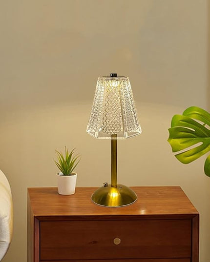 Cordless Metal Desk Lamp, Touch Sensor Control LED Table Lamp,3 Color Stepless Dimmable Battery Powered Lamp,Night Light for Kids Nursery,Bedroom/Desk/Cafe (Gold-2) - LeafyLoom