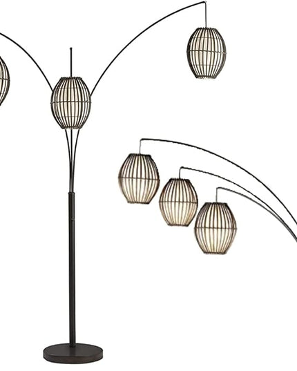 Adesso 4026-26 Maui Arc Lamp, 82 in., 3x60W Incandescent,13 CFL, Antique Bronze, 1 Floor Lamp - LeafyLoom